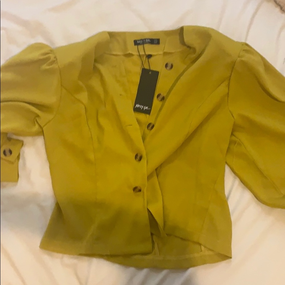 Mustard Puff Sleeve Blouse